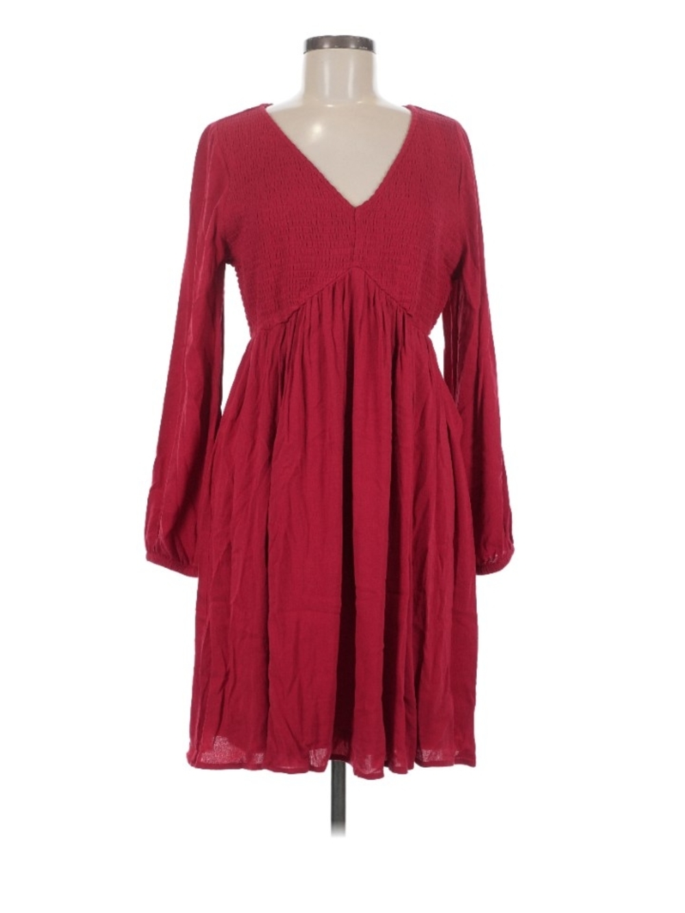 Torrid Deep Red V-Neck Empire Waist Long Sleeve Dress M/L NWT